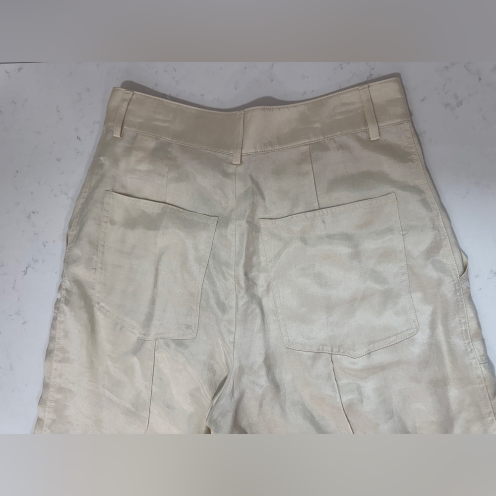 Zara 100% Lyocell Cream Wide-Leg Pants - Picture 9 of 13